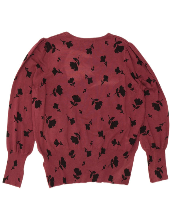 Marks & Spencer Pull col bateau pour femme UK 16 Large Bordeaux Floral