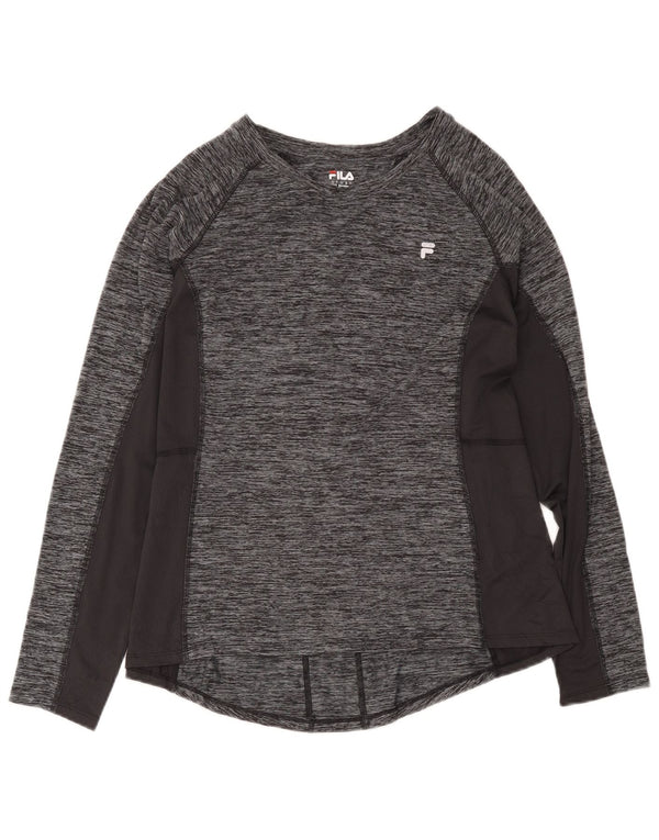 Fila Femme Top Manches Longues UK 20 2XL Gris Moucheté Polyester Sports