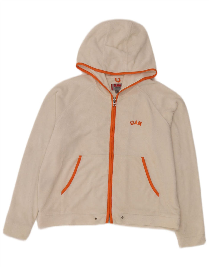 Slam Pull à capuche zippé surdimensionné en polaire pour femme UK 10 Petit polyester blanc