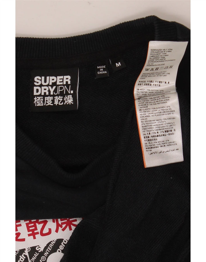 Superdry Sweat-Shirt Graphique en Coton Colorblock Noir Moyen Homme