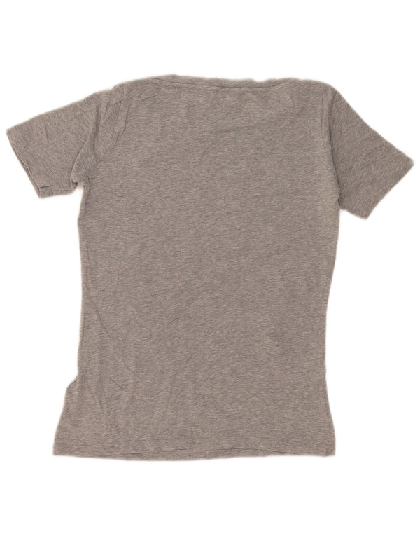Trussardi Jeans Haut T-Shirt Graphique Femme UK 10 Petit Gris Coton