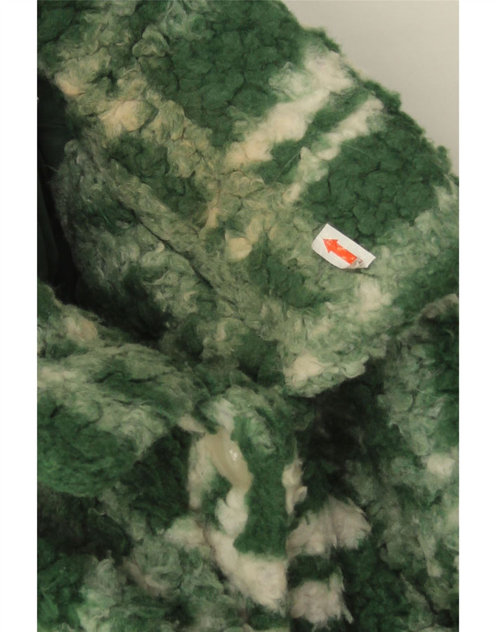 Zara Veste polaire surdimensionnée pour femme UK 14 Grand carreaux verts en polyester