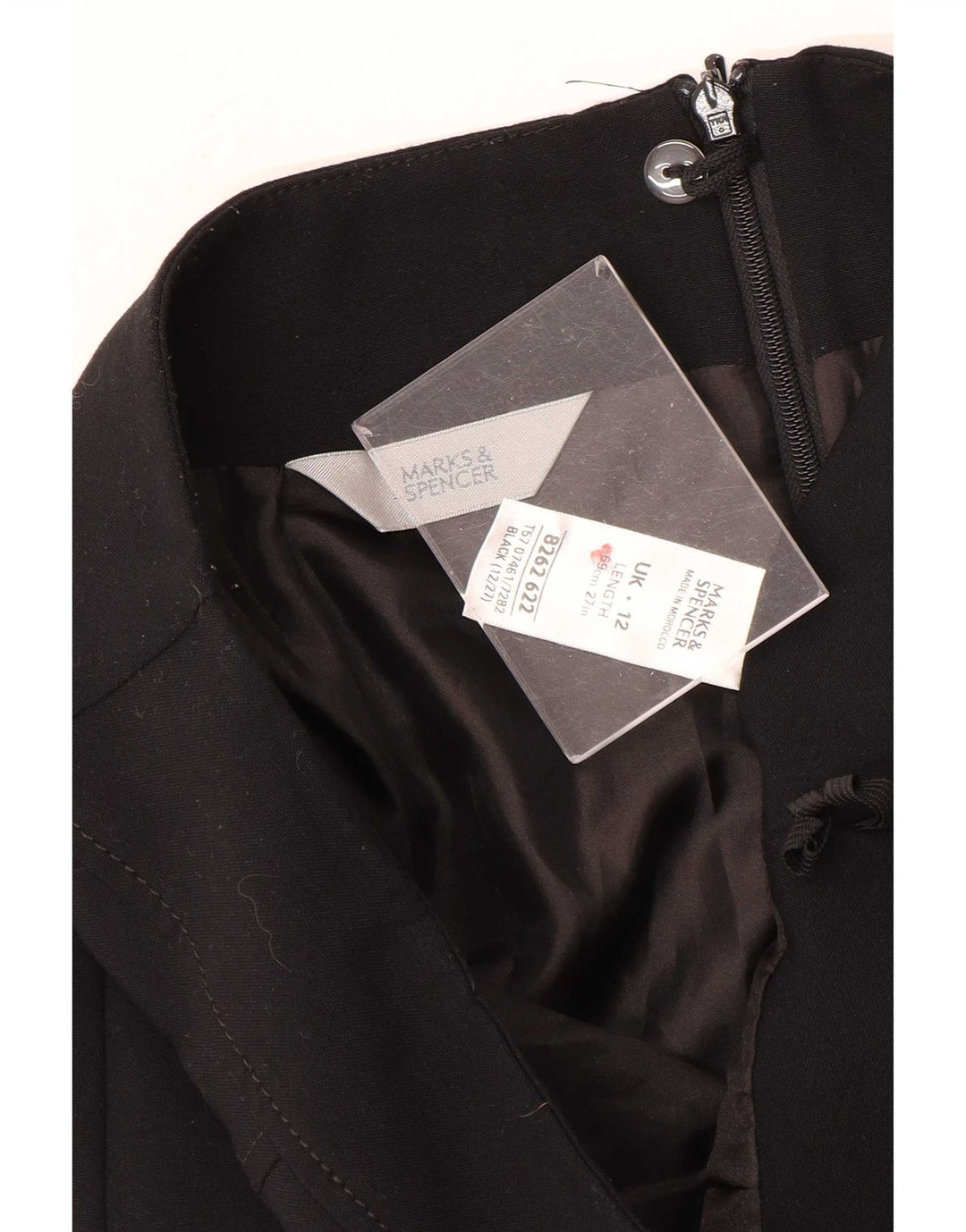 Marks & Spencer Jupe droite pour femme UK 12 Medium W30 Noir Polyester