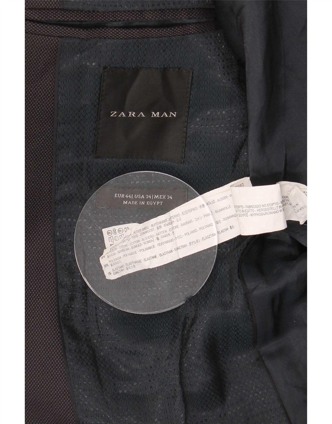 Zara Veste Blazer 2 Boutons Homme EU 44 XS Gris Coton