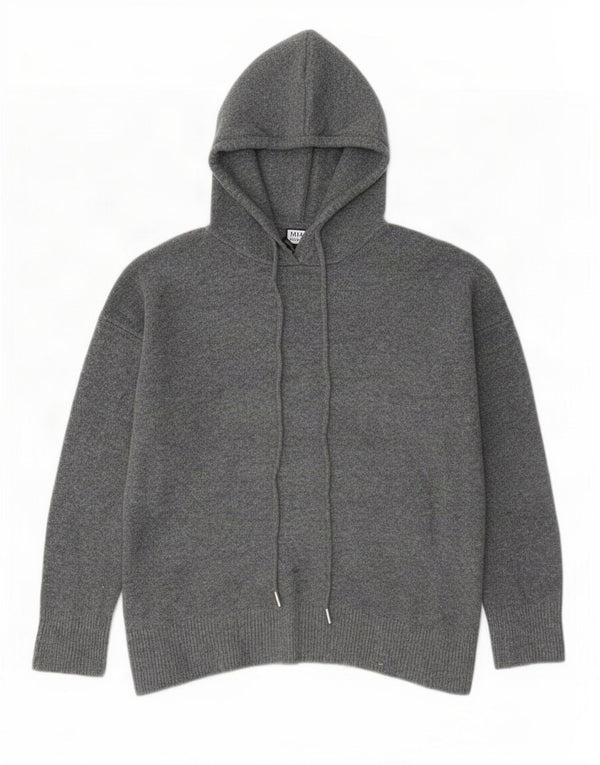 Zara Pull surdimensionné à capuche pour femme UK 10 Petit Gris Polyester