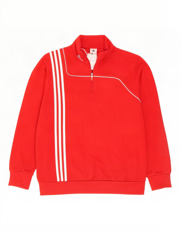 Adidas Mens Zip Neck Sweatshirt Jumper Grand Rouge Coton