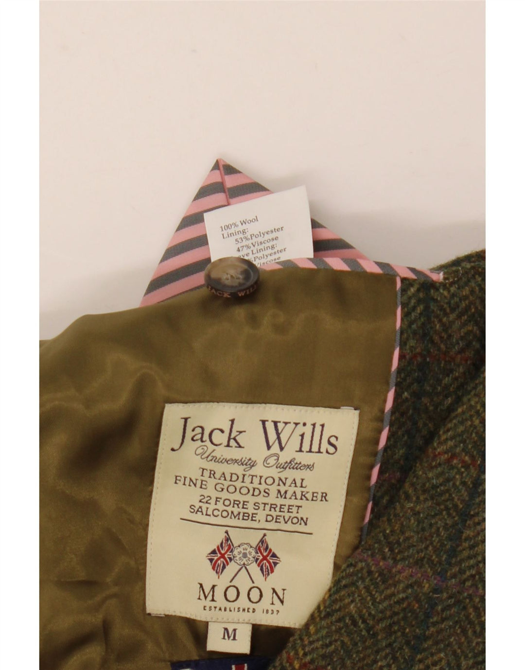 Jack Wills Veste Blazer 3 Boutons Homme UK 38 Laine Vert Moyen