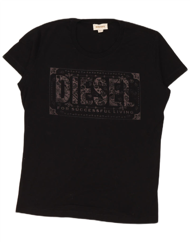 DIESEL T-Shirt Graphique Homme Noir Moyen Coton