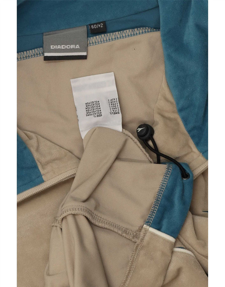 Diadora Veste de survêtement en velours pour homme 3XL Beige Colorblock Polyester