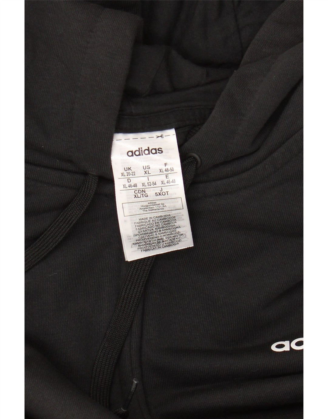 ADIDAS Pull à capuche zippé pour femme UK 20/22 XL Noir Coton