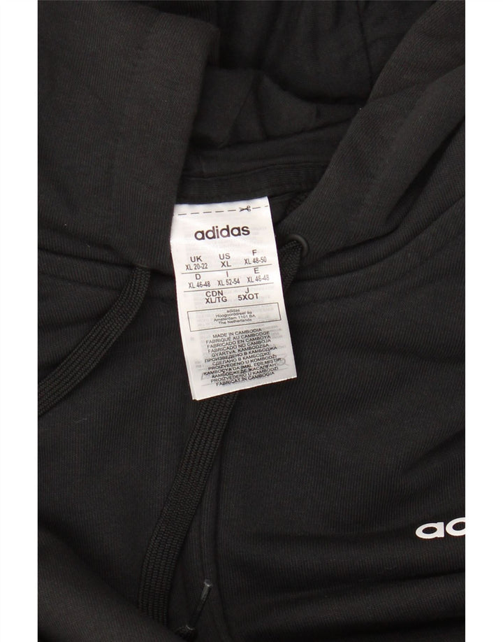 ADIDAS Pull à capuche zippé pour femme UK 20/22 XL Noir Coton