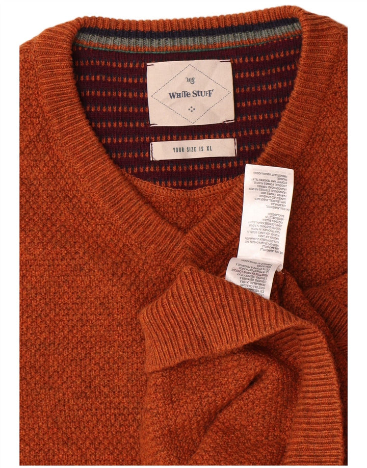 Pull White Stuff Homme Col V XL Orange Laine