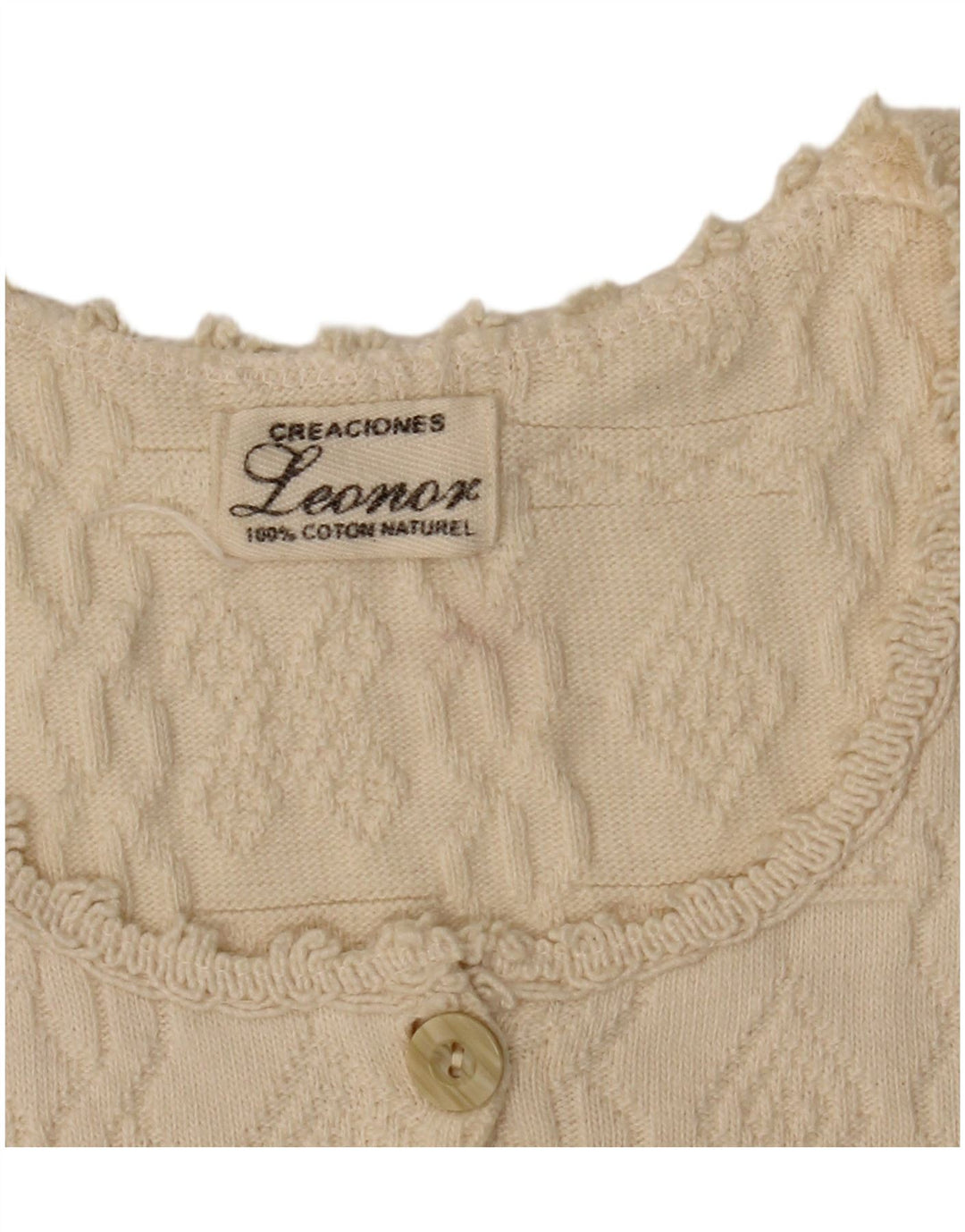 LEONOR Cardigan court sans manches pour femme UK 10 Petit coton beige