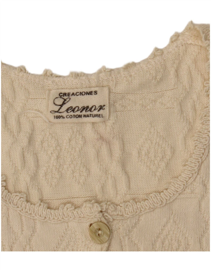 LEONOR Cardigan court sans manches pour femme UK 10 Petit coton beige