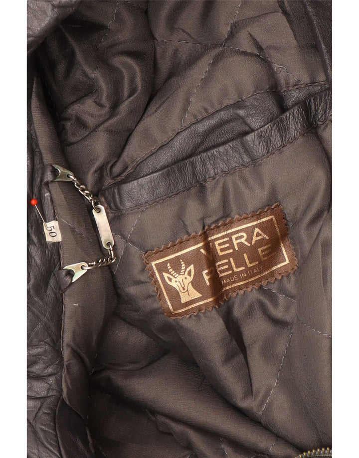 veste en cuir homme vintage IT 50 Grand Marron