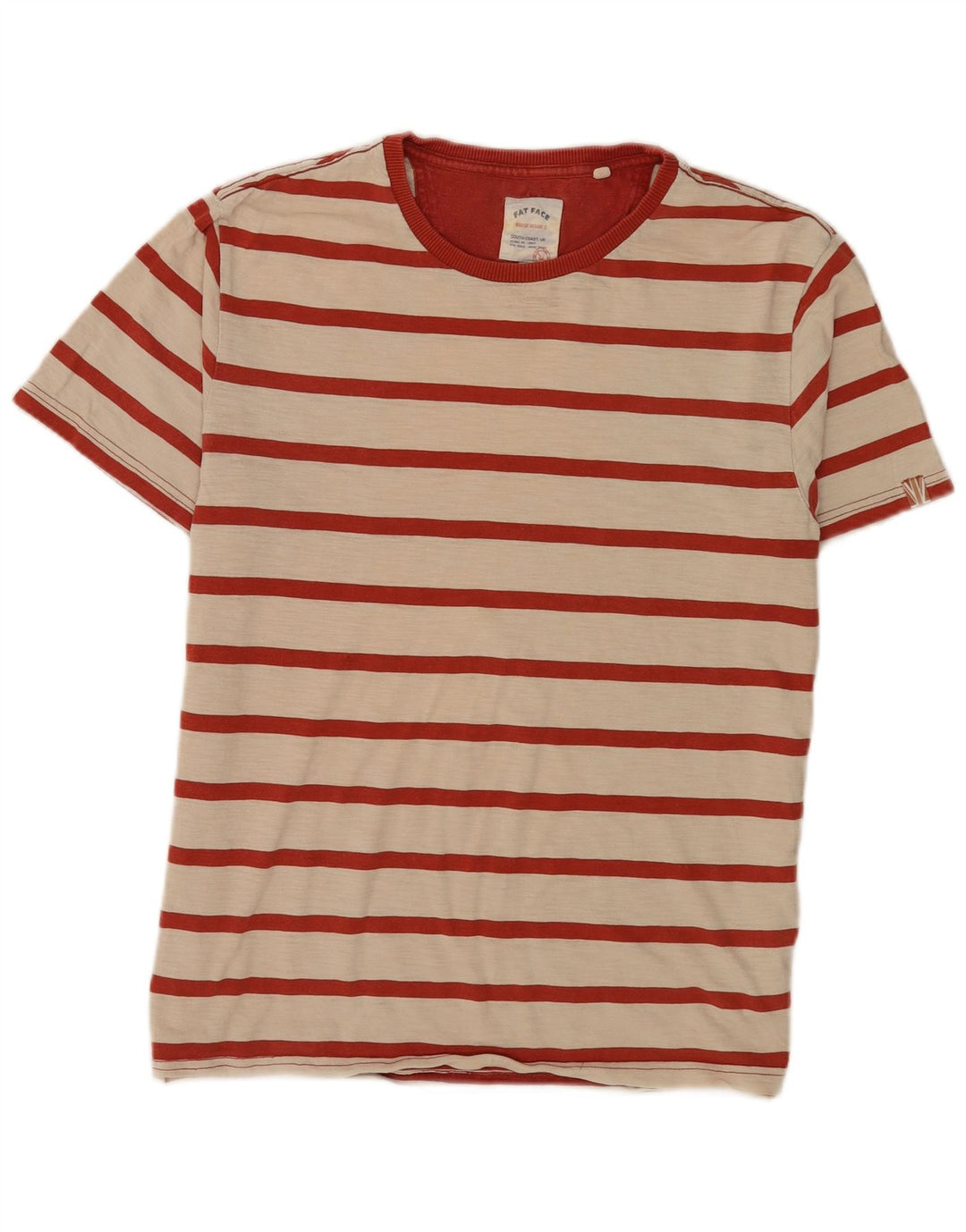 Fat Face T-Shirt Homme Coton Rayé Beige Moyen