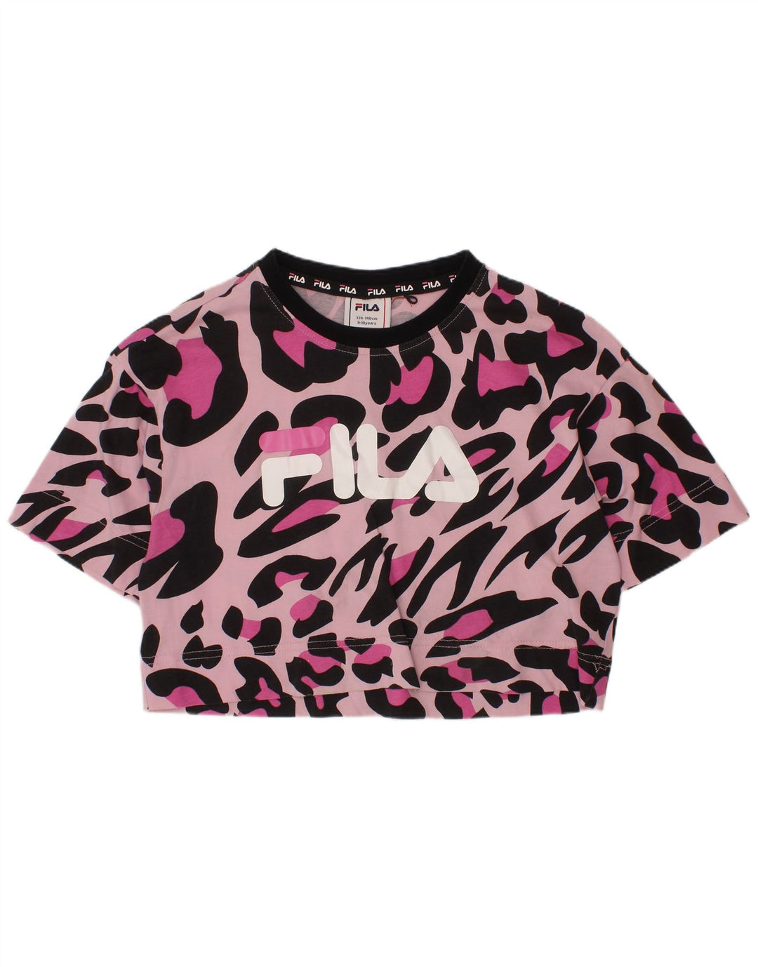 FILA T-shirt court graphique pour fille 9-10 ans en coton imprimé animal rose
