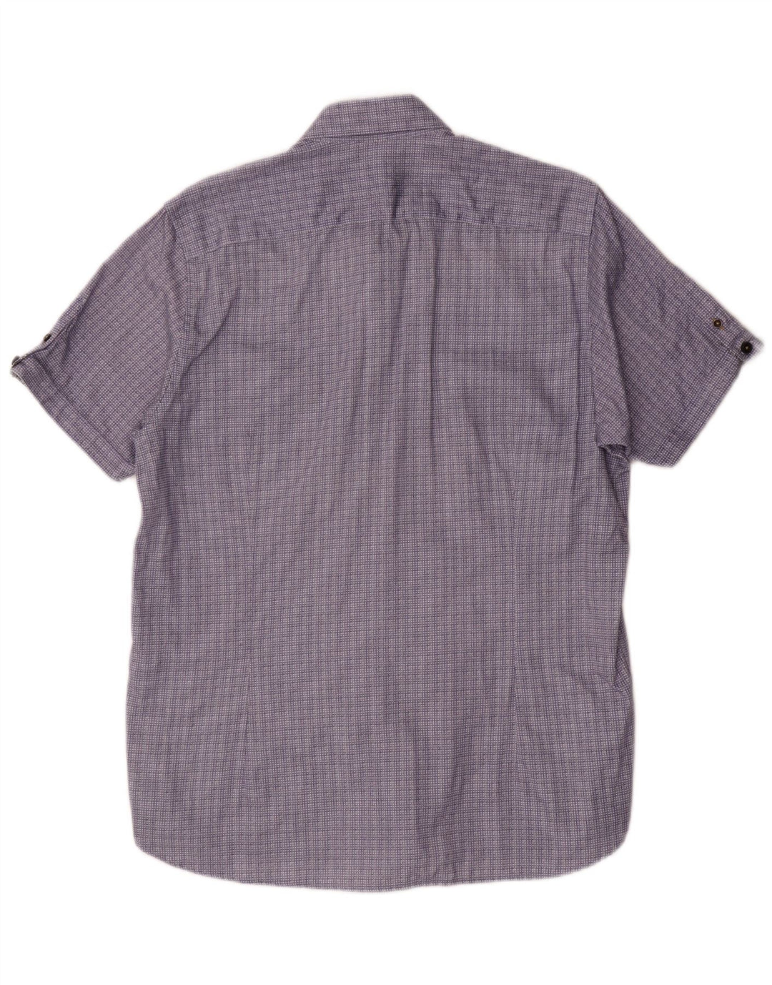 Ted Baker Chemise à manches courtes pour homme Taille 4 Grand coton géométrique bleu marine