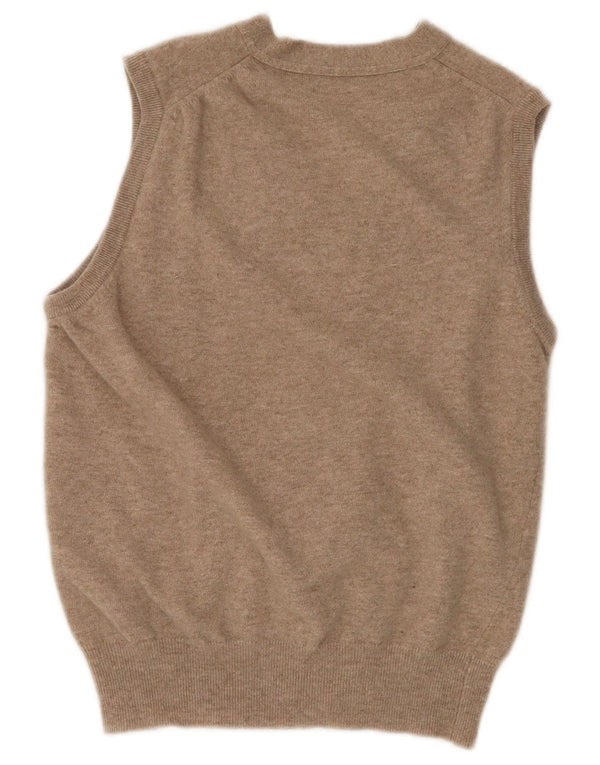 BOGGI MILANO Pull cardigan sans manches pour femme UK 14 Laine beige moyen