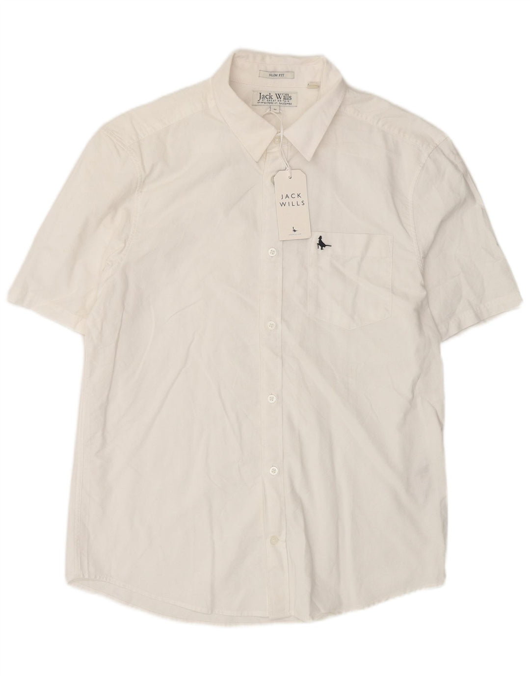 Jack Wills Chemise ajustée à manches courtes pour homme en coton blanc moyen