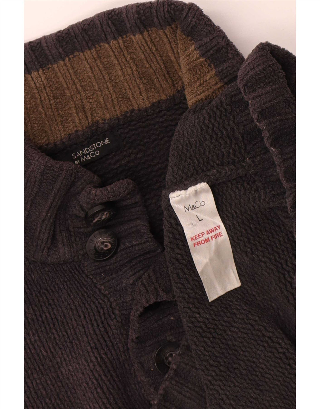 M&Co Pull col boutonné pour homme en polyester gris Taille L