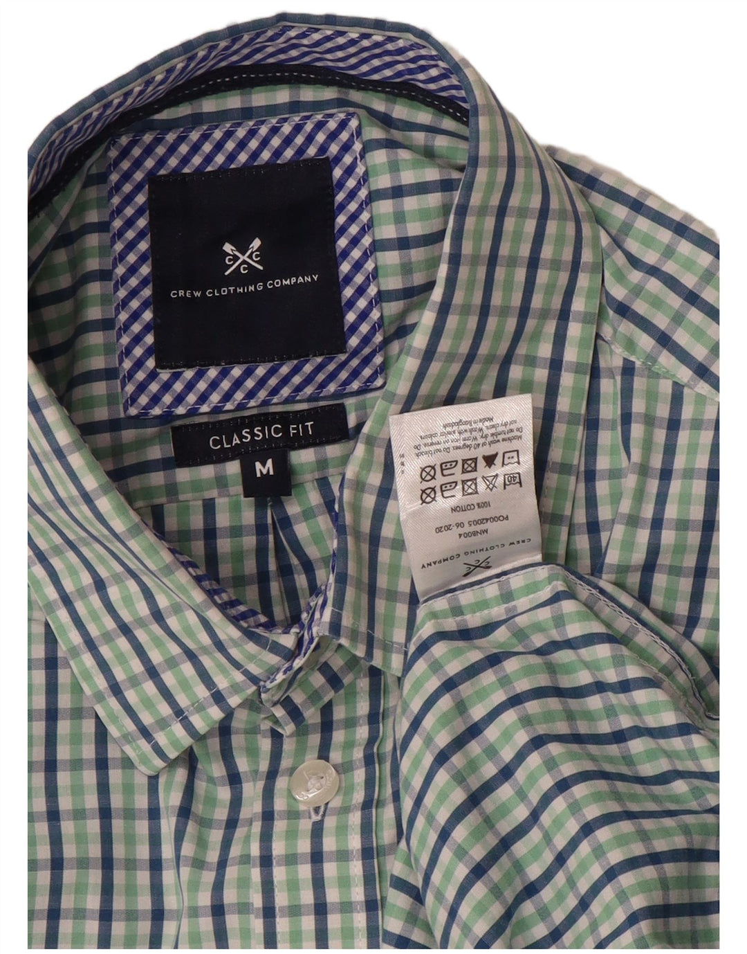 Crew Clothing Chemise coupe classique pour homme en coton vichy vert moyen