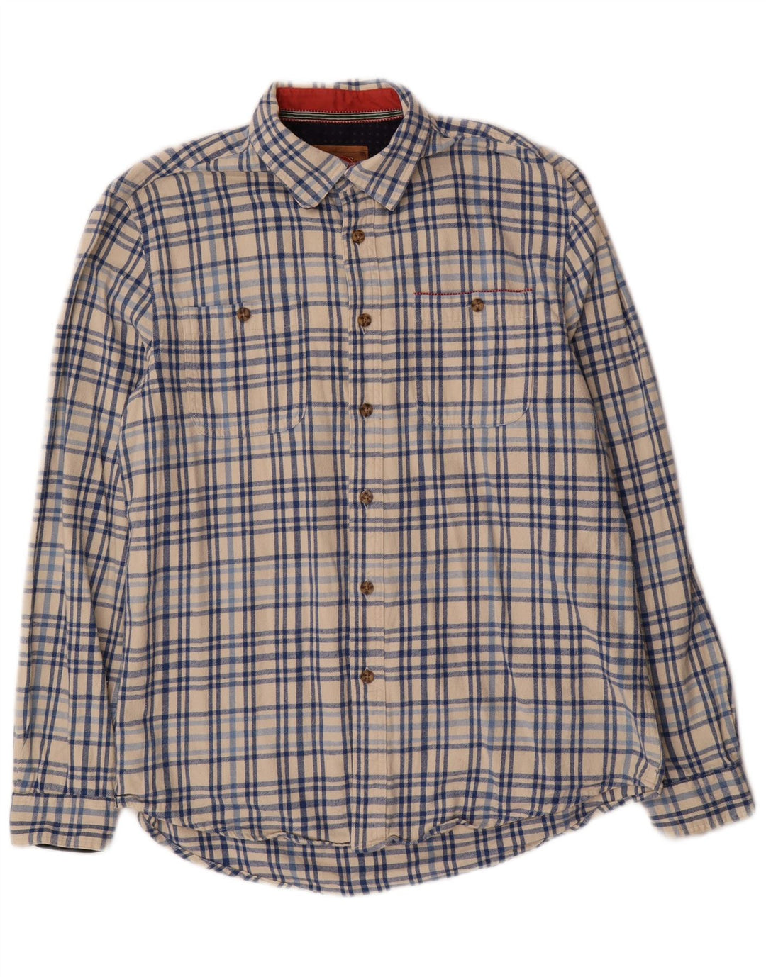 Boston Chemise en flanelle pour homme Grand coton à carreaux blanc cassé