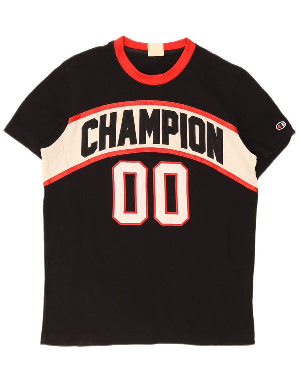 Champion T-Shirt Graphique Homme Noir Moyen Coton Colorblock