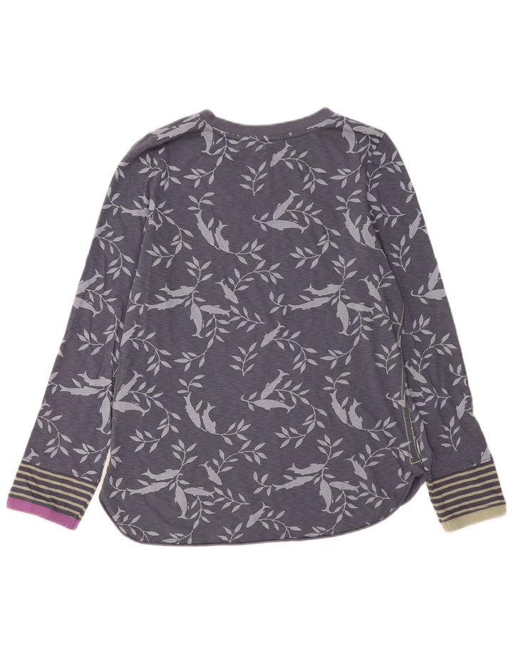 Top Femme White Stuff Manches Longues UK 12 Coton Floral Gris Moyen