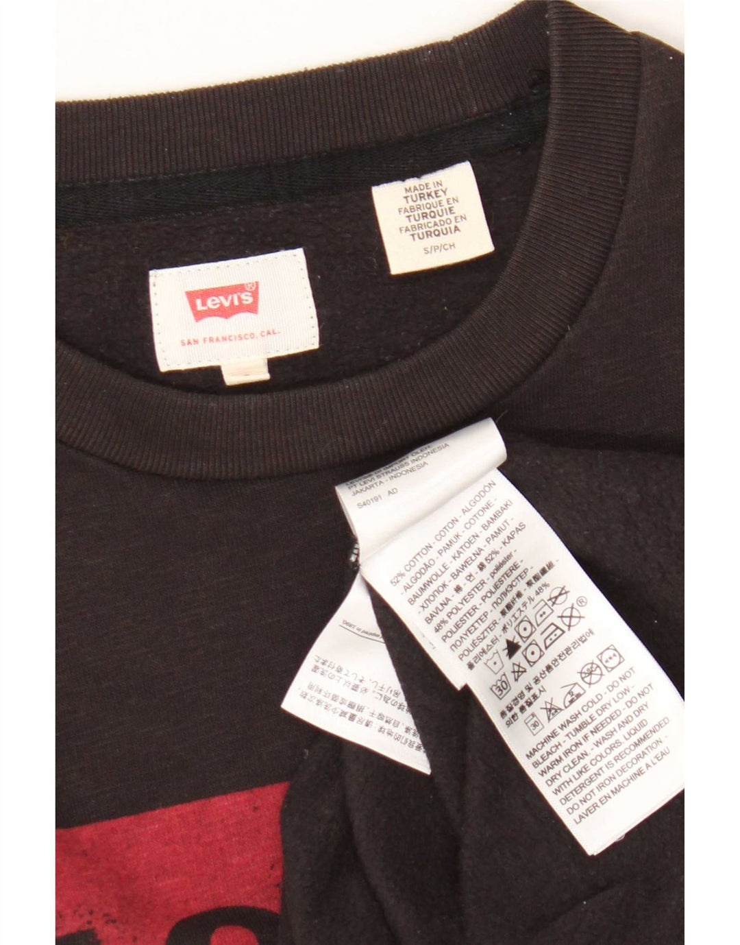 Levi's Graphic Sweatshirt Jumper Small Homme Marron Coton