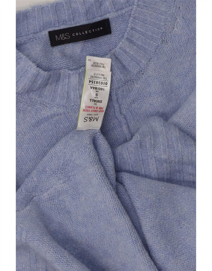 Marks & Spencer Pull long à col rond pour femme UK 10 Petit Bleu