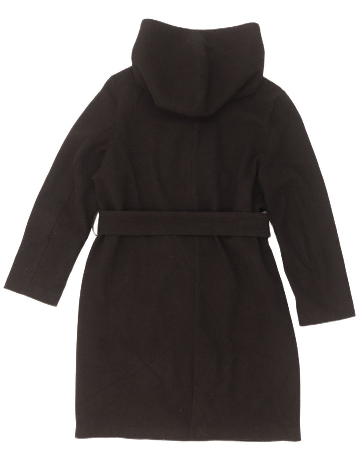 Zara Manteau à capuche double boutonnage pour femme UK 14 Medium Noir Polyester