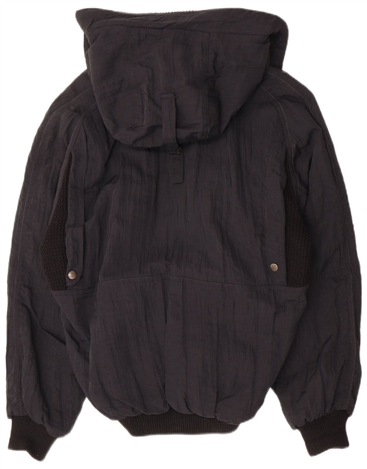 POP 84 Veste bomber à capuche pour homme UK 40 Large Noir Colourblock Polyamide