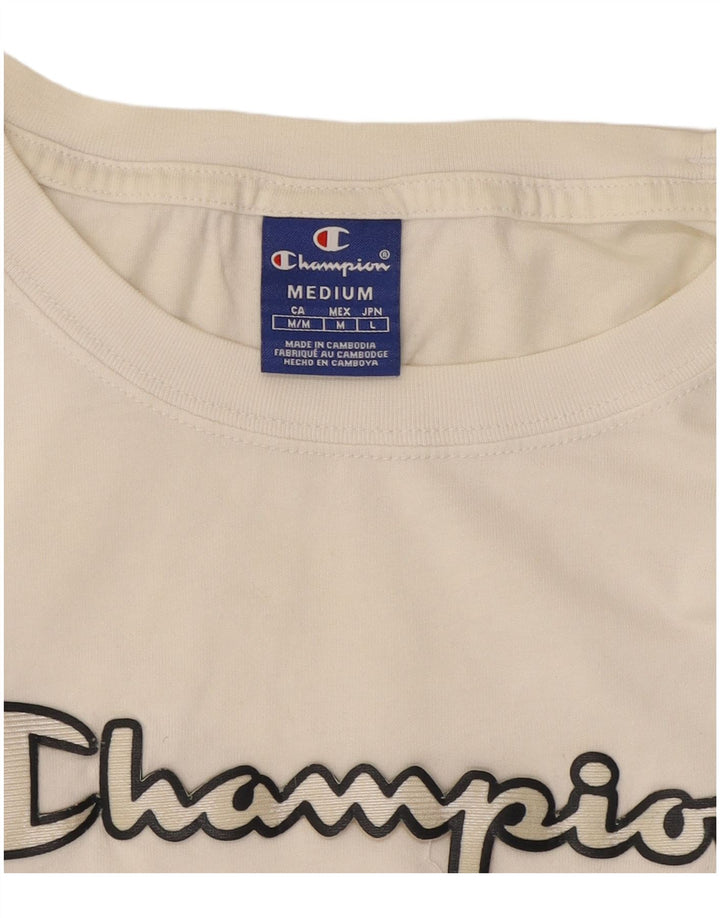 Champion T-shirt court graphique pour femme UK 14 Blanc moyen
