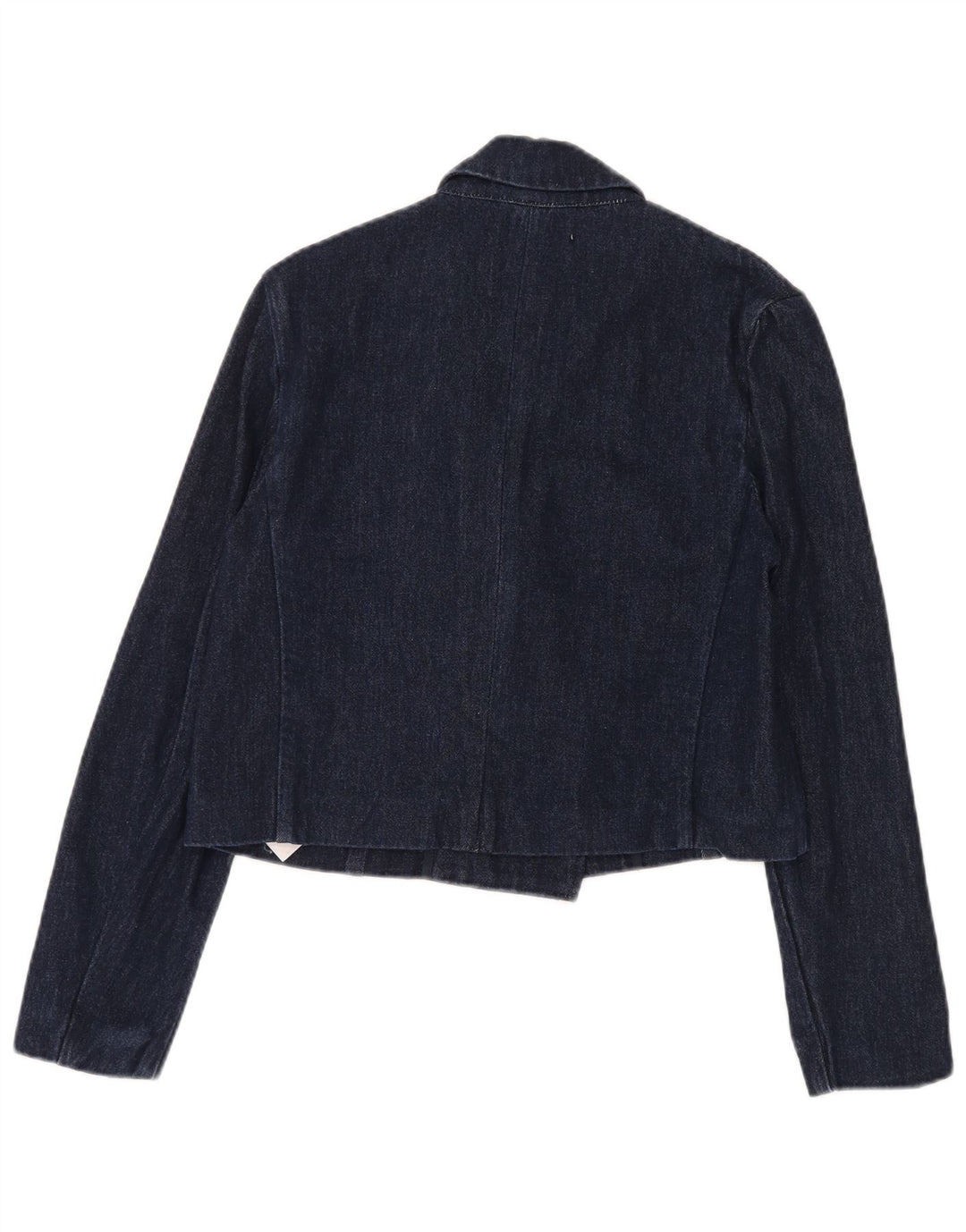 Zara Womens Crop Double Breasted Denim Blazer Veste UK 10 Petit Bleu Marine