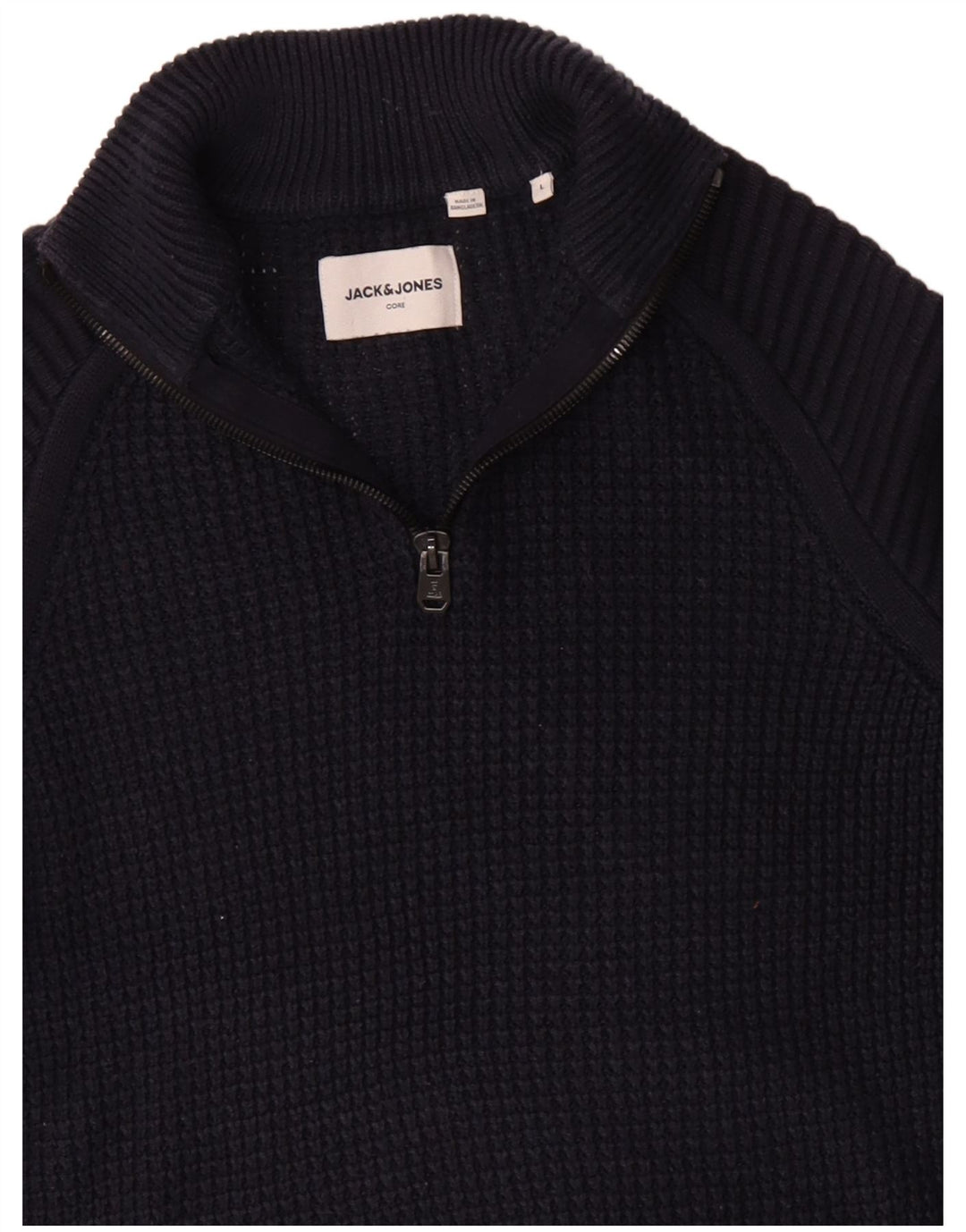 JACK & JONES Pull col zippé pour homme en coton bleu marine Taille L