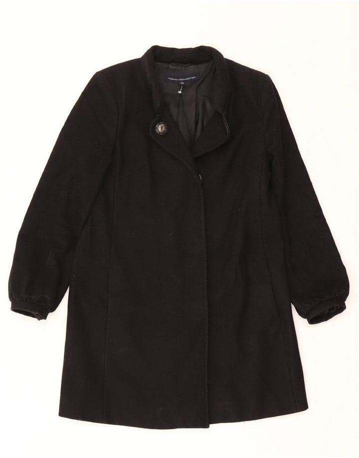 French Connection Manteau surdimensionné pour femme UK 8 Petite laine vierge noire