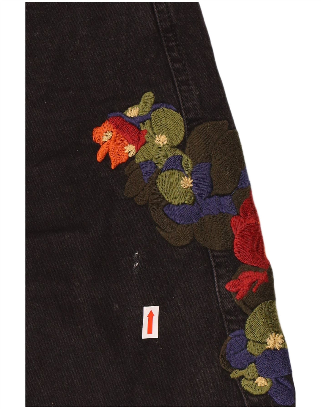 Zara Short en jean graphique pour femme EU 38 Petit W28 Noir Floral Bohème