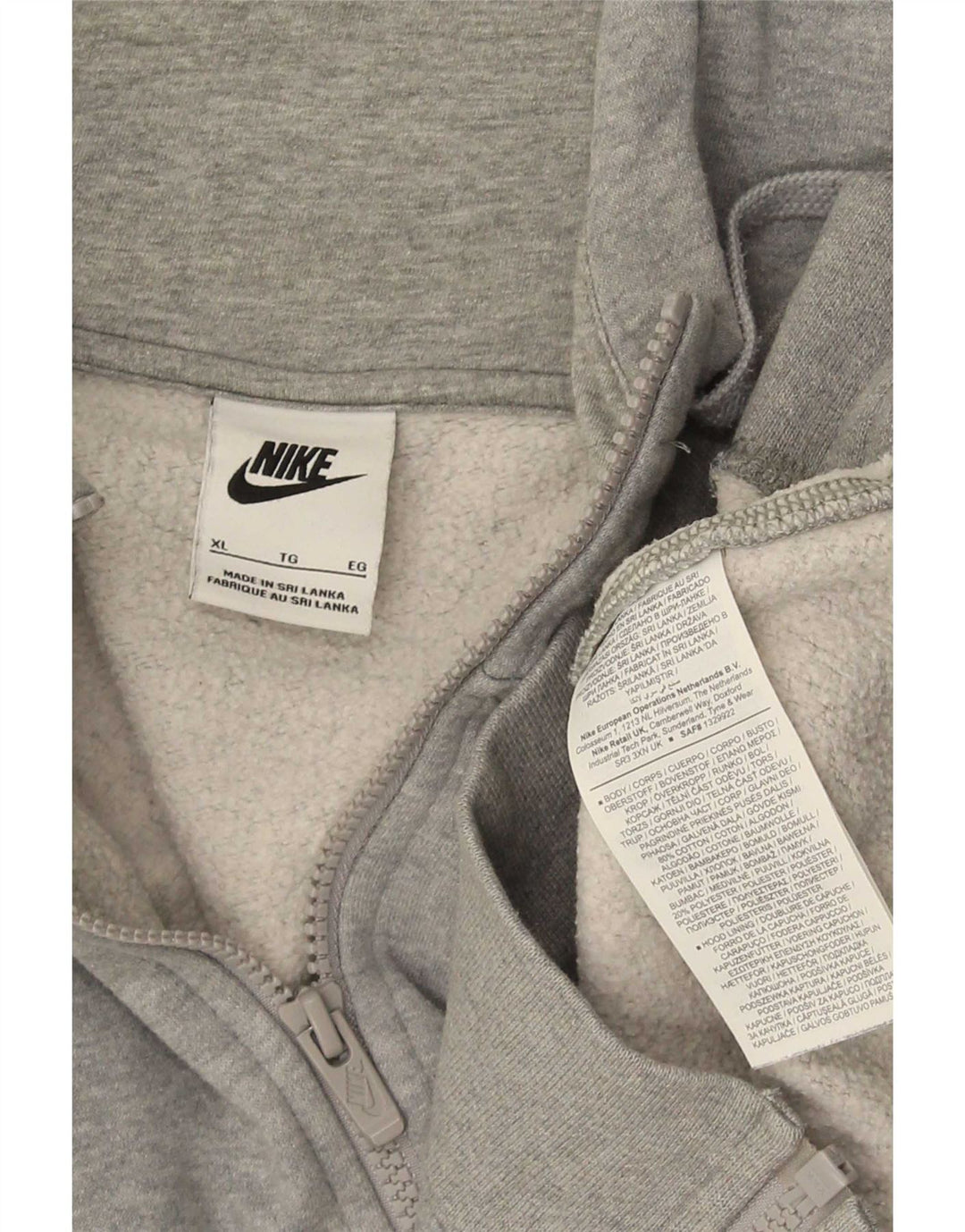 Nike Pull à capuche zippé pour homme XL en coton gris