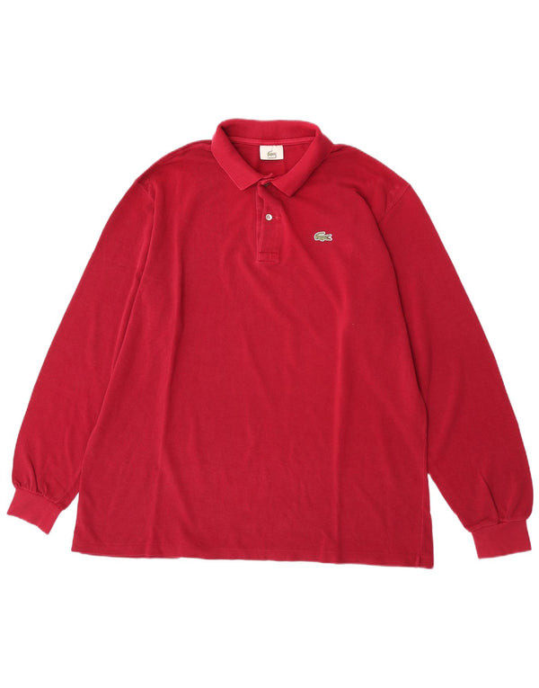 Lacoste Polo à manches longues pour hommes Taille 7 2XL Coton bordeaux