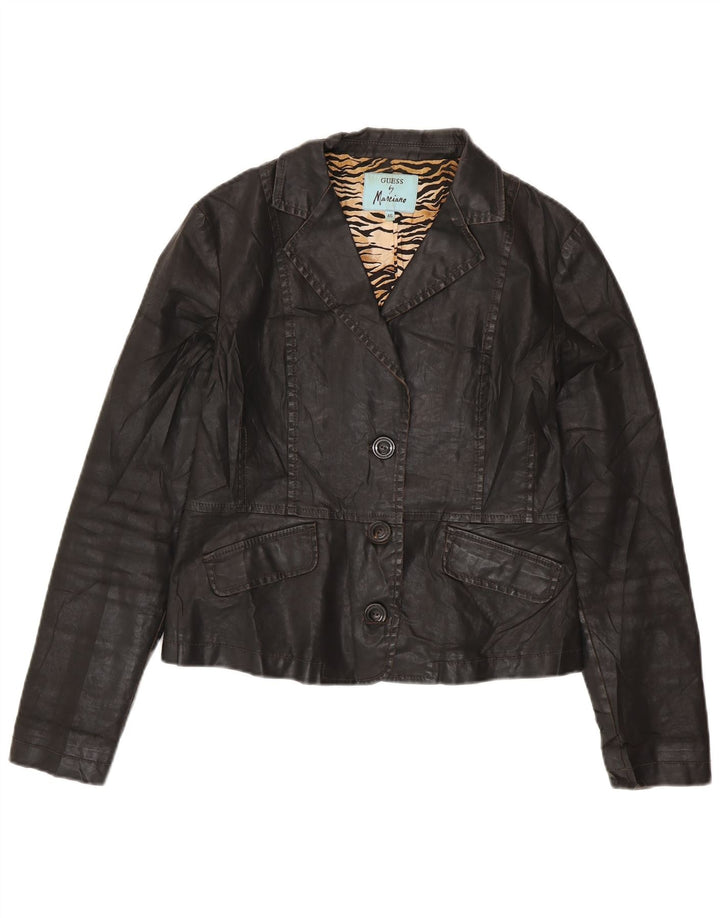 GUESS BY MARCIANO Veste blazer courte à 3 boutons pour femme IT 46 Large Noir