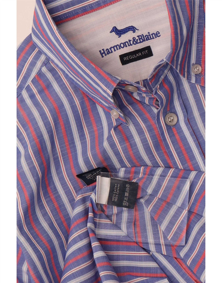 Harmont & Blaine Chemise Regular Fit Homme Bleu Moyen Rayé Coton
