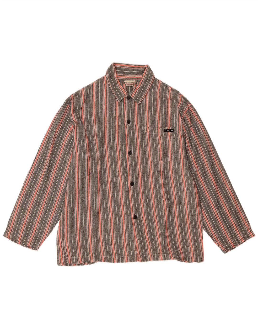 CALVIN KLEIN Chemise Loose Fit Small Gris Rayé Coton Homme