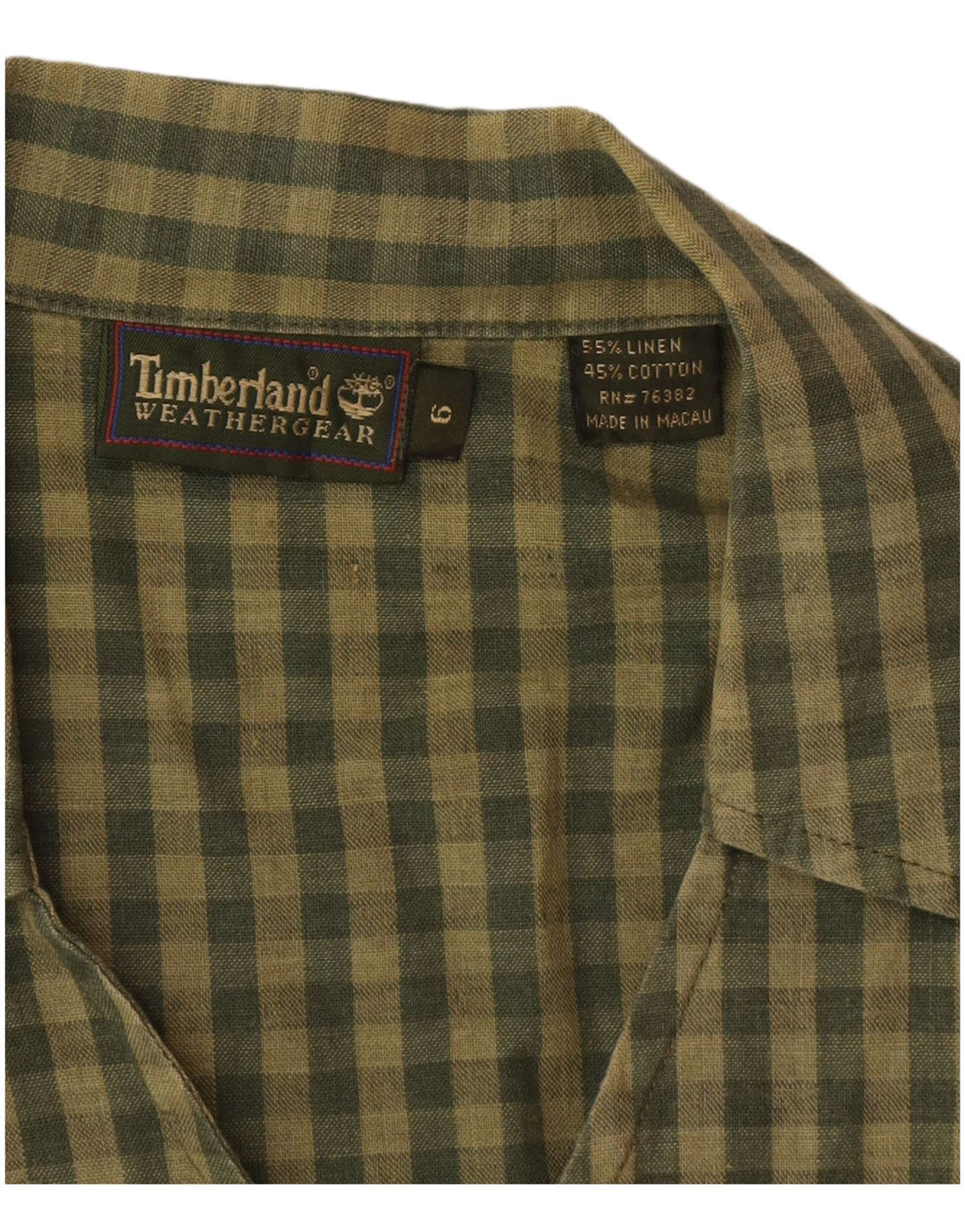 Timberland Chemisier sans manches pour femme US 6 en lin vichy kaki moyen