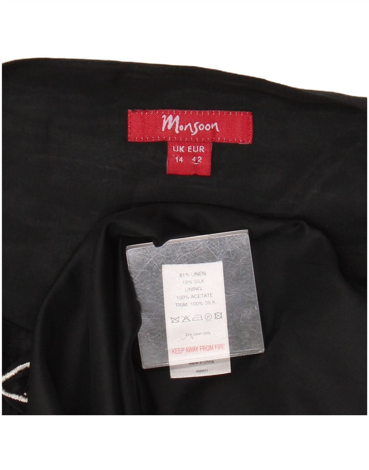 Monsoon Robe trapèze graphique sans manches pour femme UK 44 Noir moyen floral