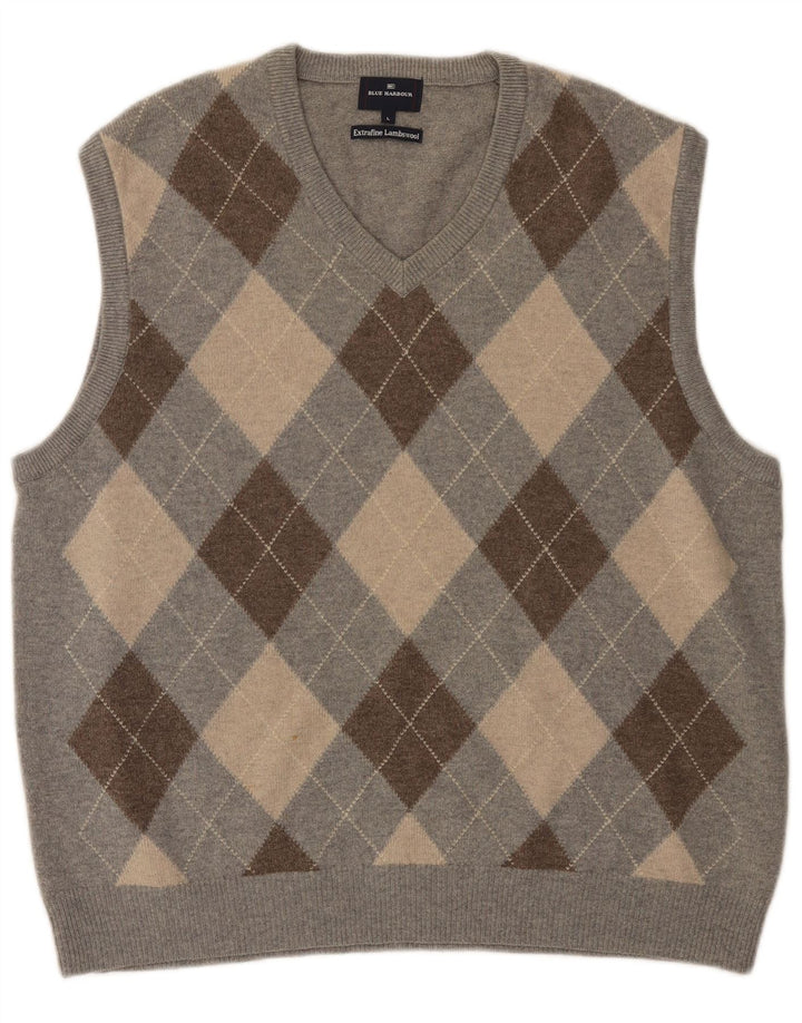 Blue Harbor Débardeur pour homme en laine d'agneau Gris Argyle/Diamond