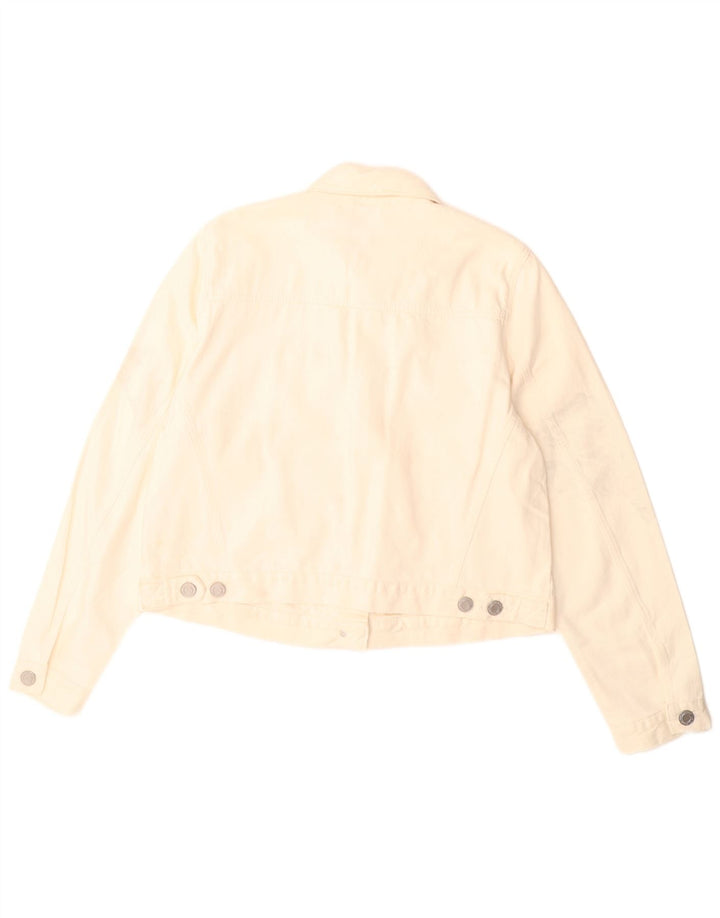 Marks & Spencer Veste en jean courte pour femme UK 16 Large en coton blanc cassé