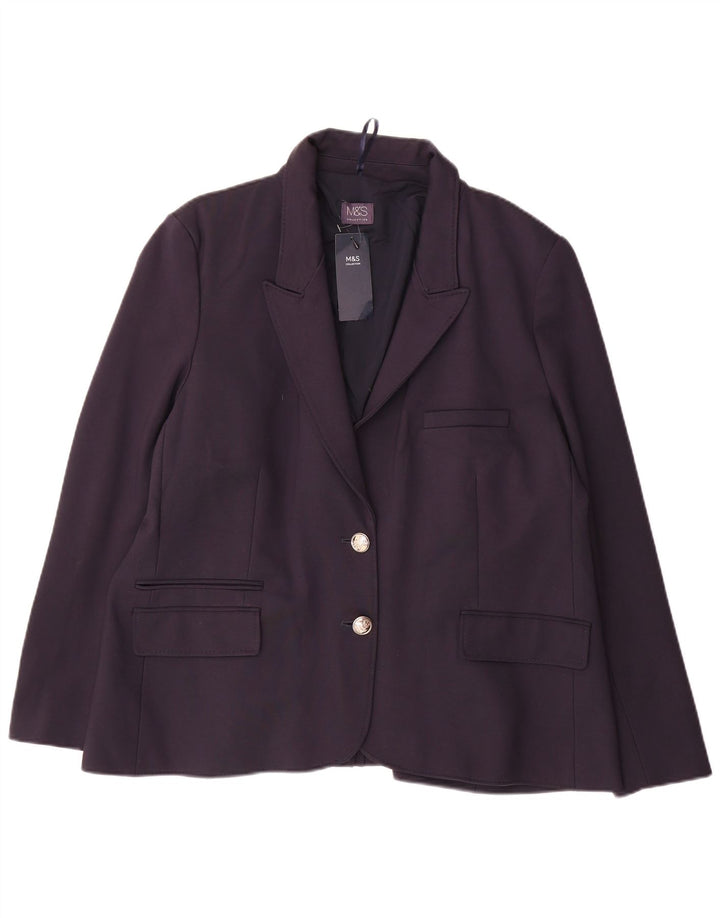 Marks & Spencer Veste blazer à 2 boutons pour femme UK 22 3XL Bleu marine Viscose
