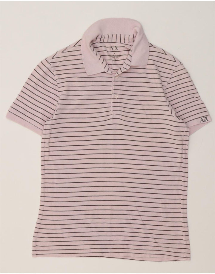 Armani Exchange Polo Homme Petit Coton Rayé Rose
