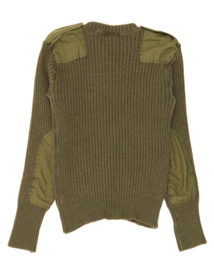 VINTAGE Mens Crew Neck Jumper Sweater Small Khaki Vintage Vintage and Second-Hand Vintage from Messina Hembry 